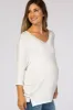 White V-Neck Dolman Sleeve Maternity Top sold by Pinkblush