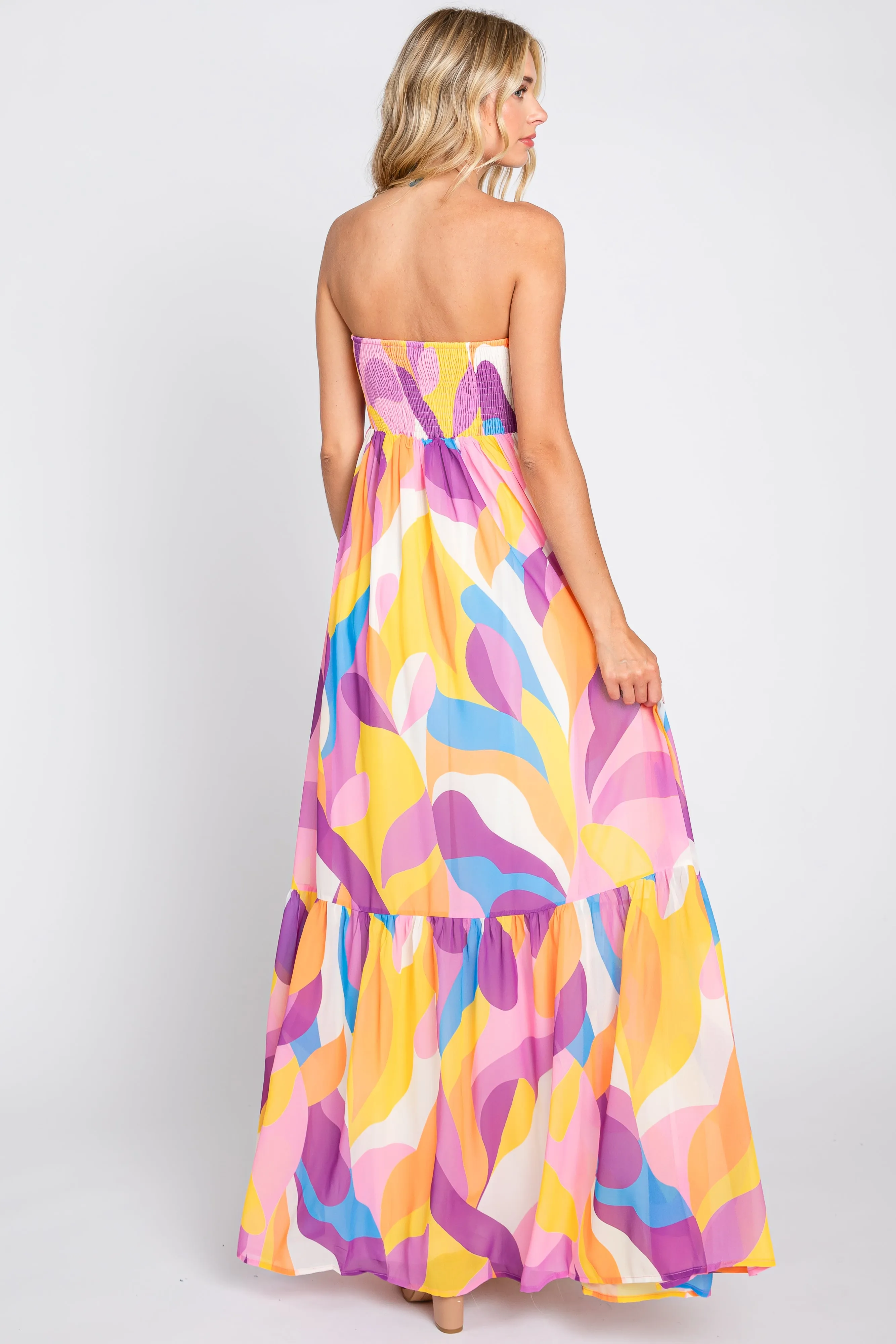 Yellow Printed Halter Maxi Dress sold by Pinkblush product image thumbnail 3