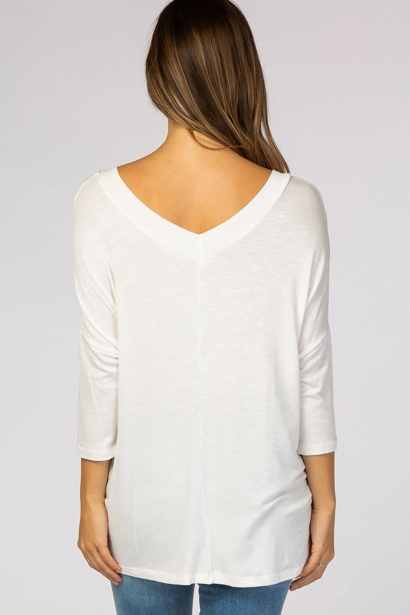 White V-Neck Dolman Sleeve Maternity Top sold by Pinkblush product image thumbnail 3