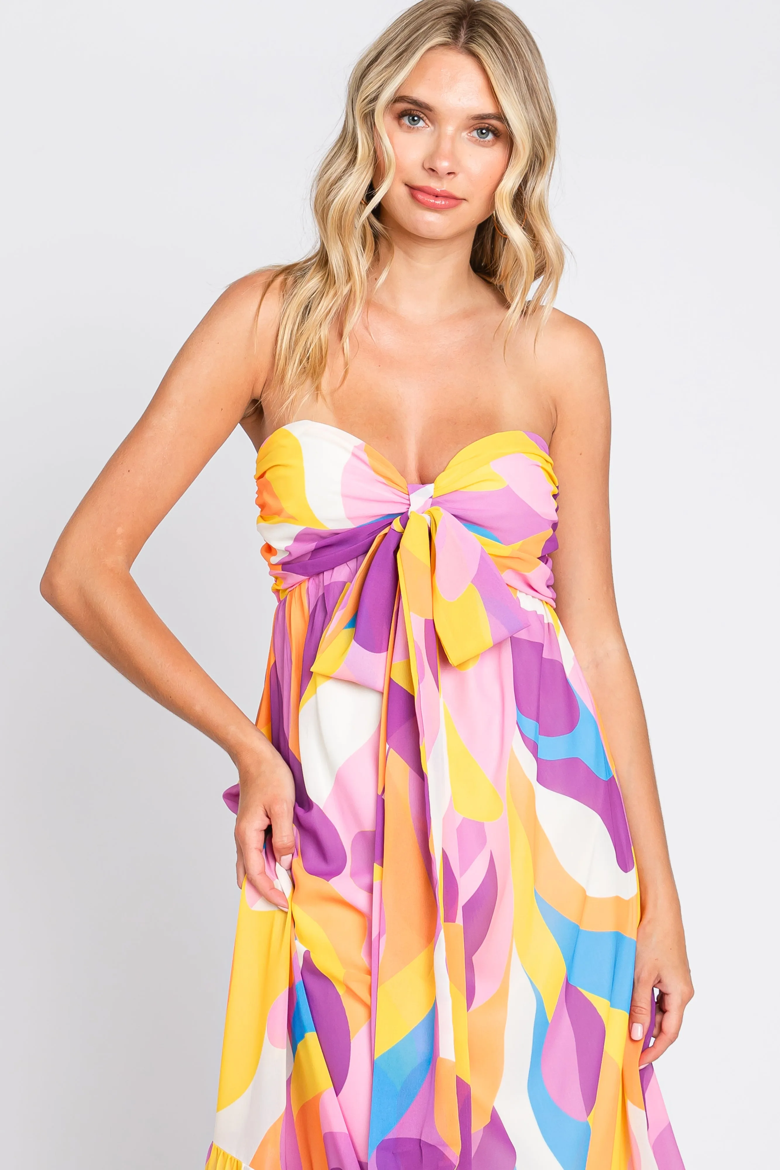 Yellow Printed Halter Maxi Dress sold by Pinkblush product image thumbnail 4