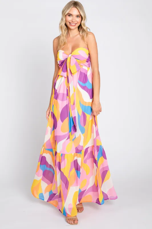Yellow Printed Halter Maxi Dress sold by Pinkblush