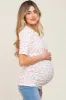 Ivory Floral Side Ruched Maternity Short Sleeve Top sold by Pinkblush