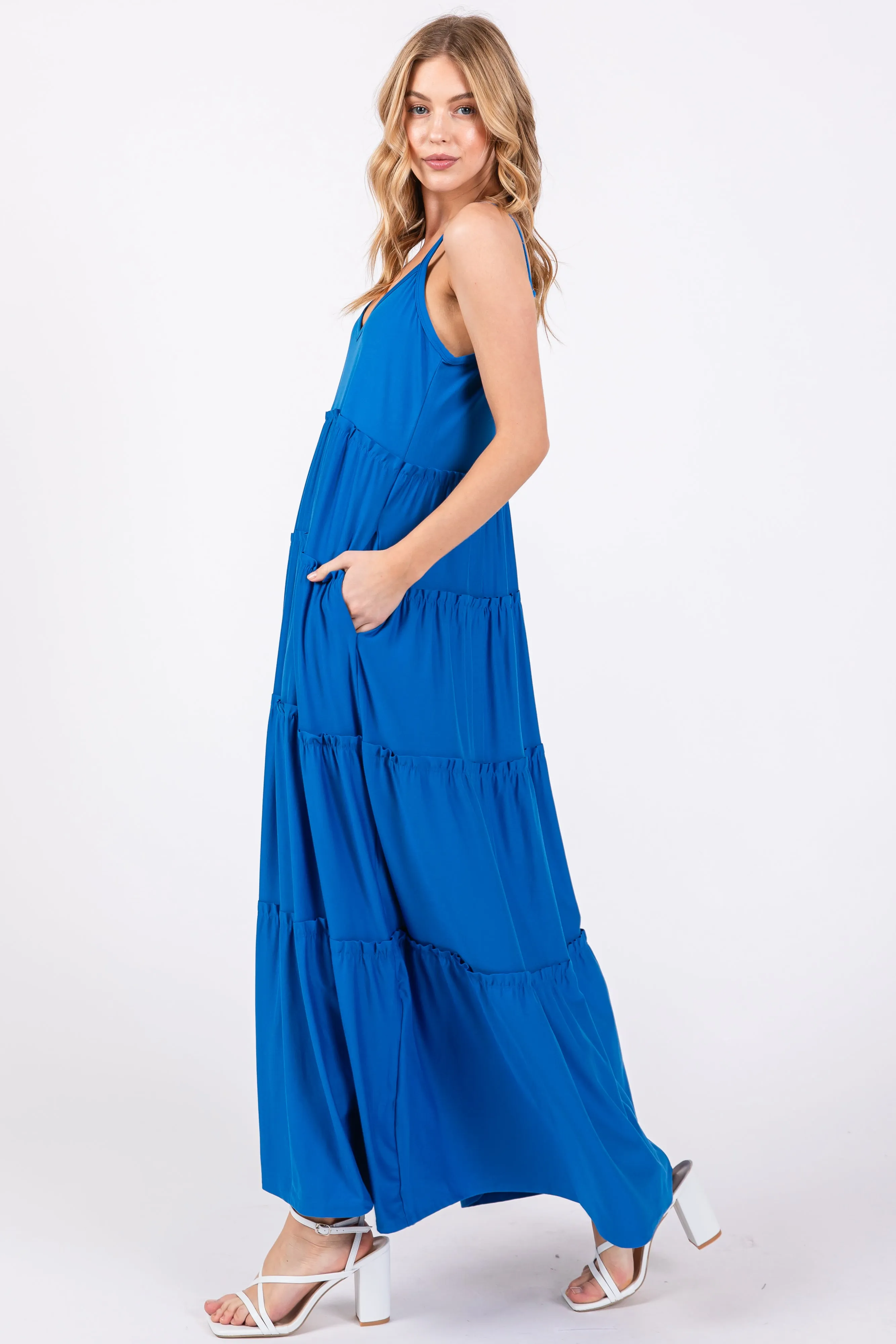 Aqua Tiered Sleeveless Maxi Dress sold by Pinkblush product image thumbnail 2