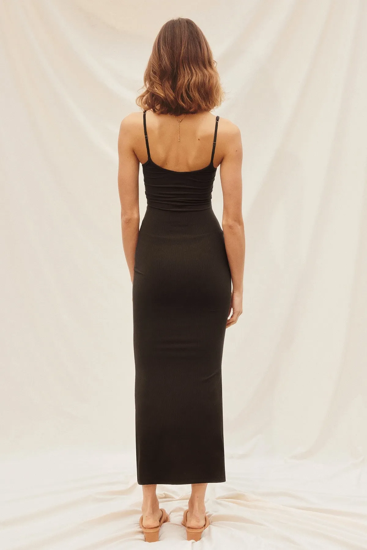Black Ribbed Basic Midi Dress sold by Pinkblush product image thumbnail 3