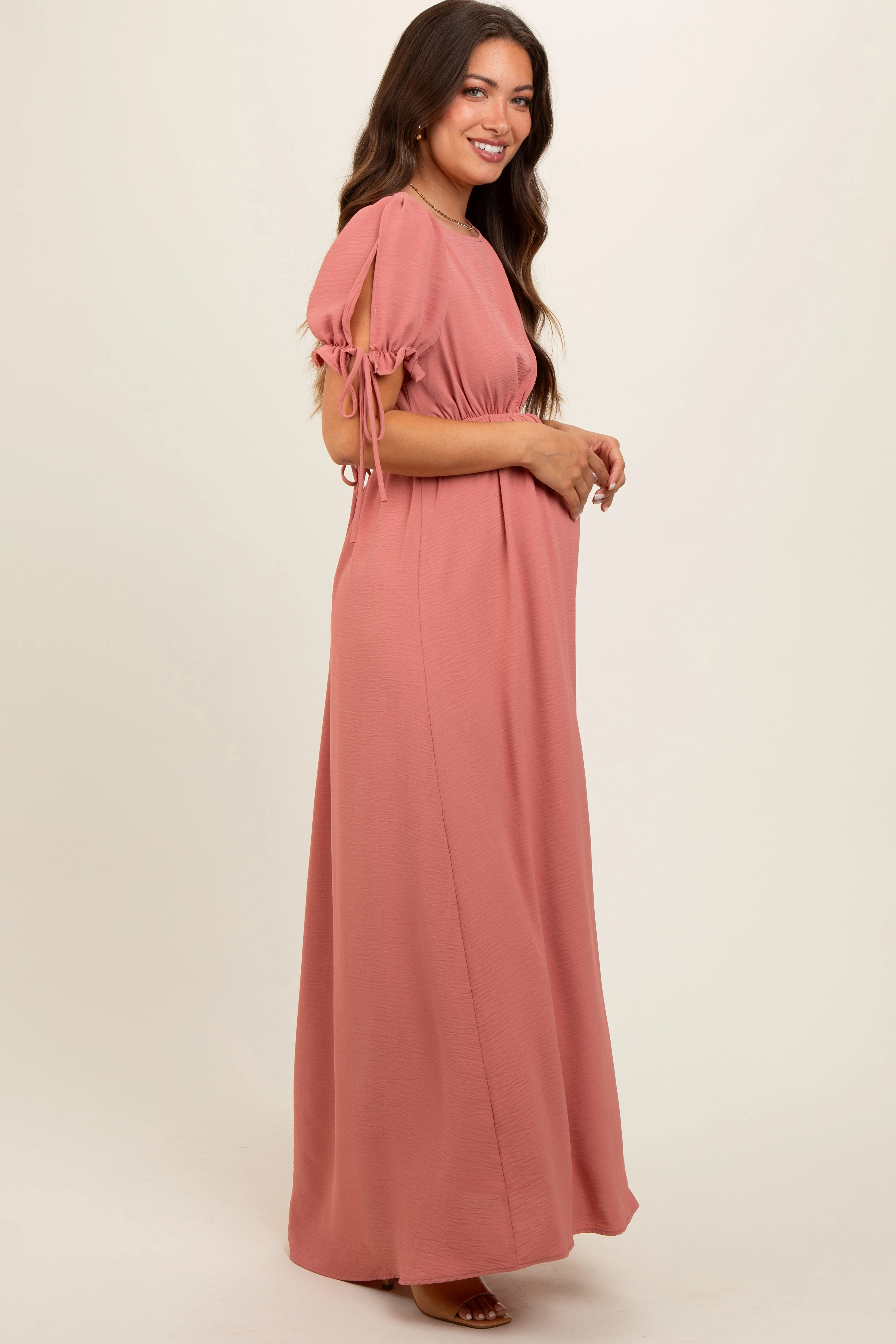 Mauve Open Back Maternity Maxi Dress sold by Pinkblush product image thumbnail 3