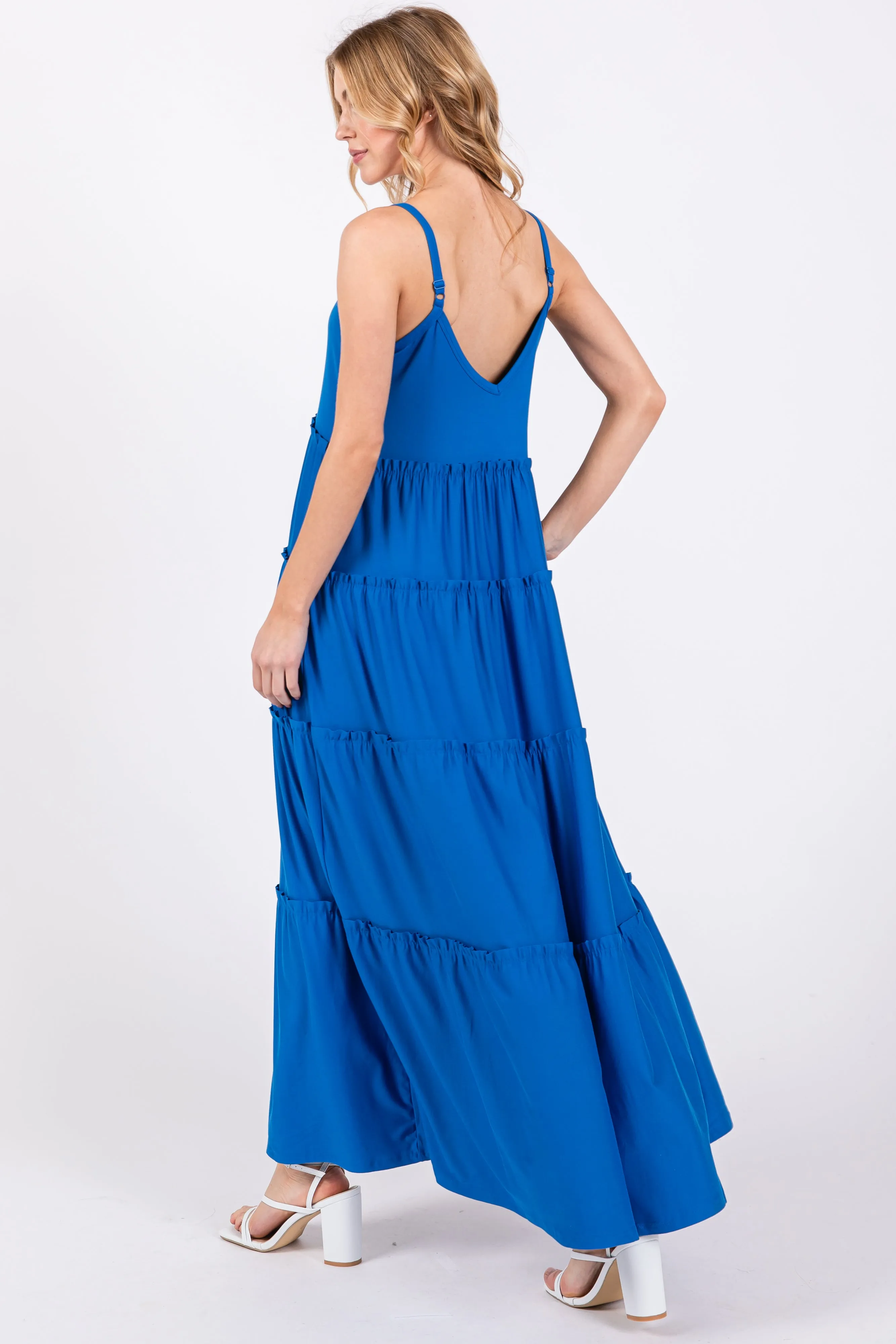 Aqua Tiered Sleeveless Maxi Dress sold by Pinkblush product image thumbnail 3