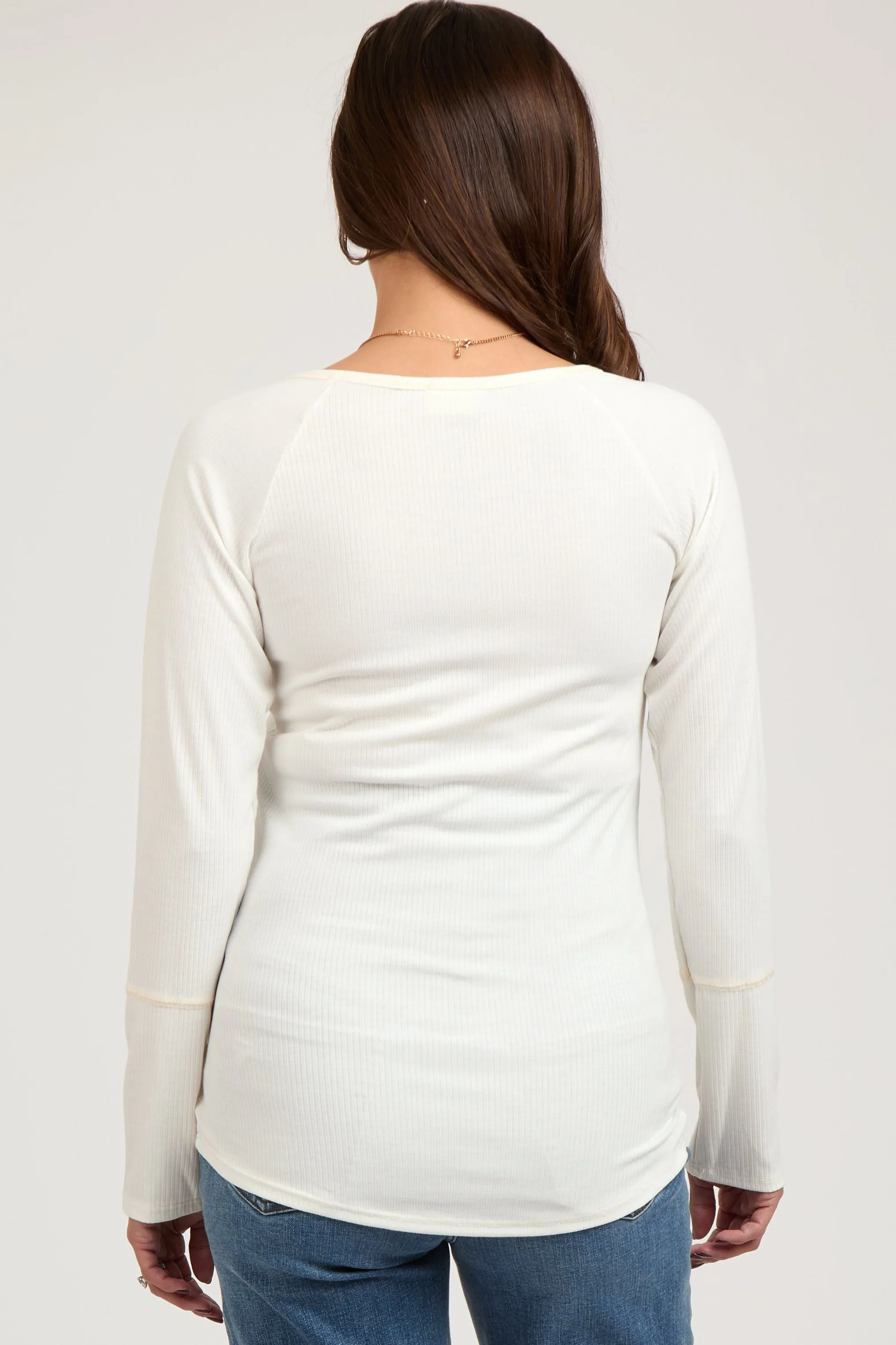 Ivory V-Neck Maternity Long Sleeve sold by Pinkblush product image thumbnail 3