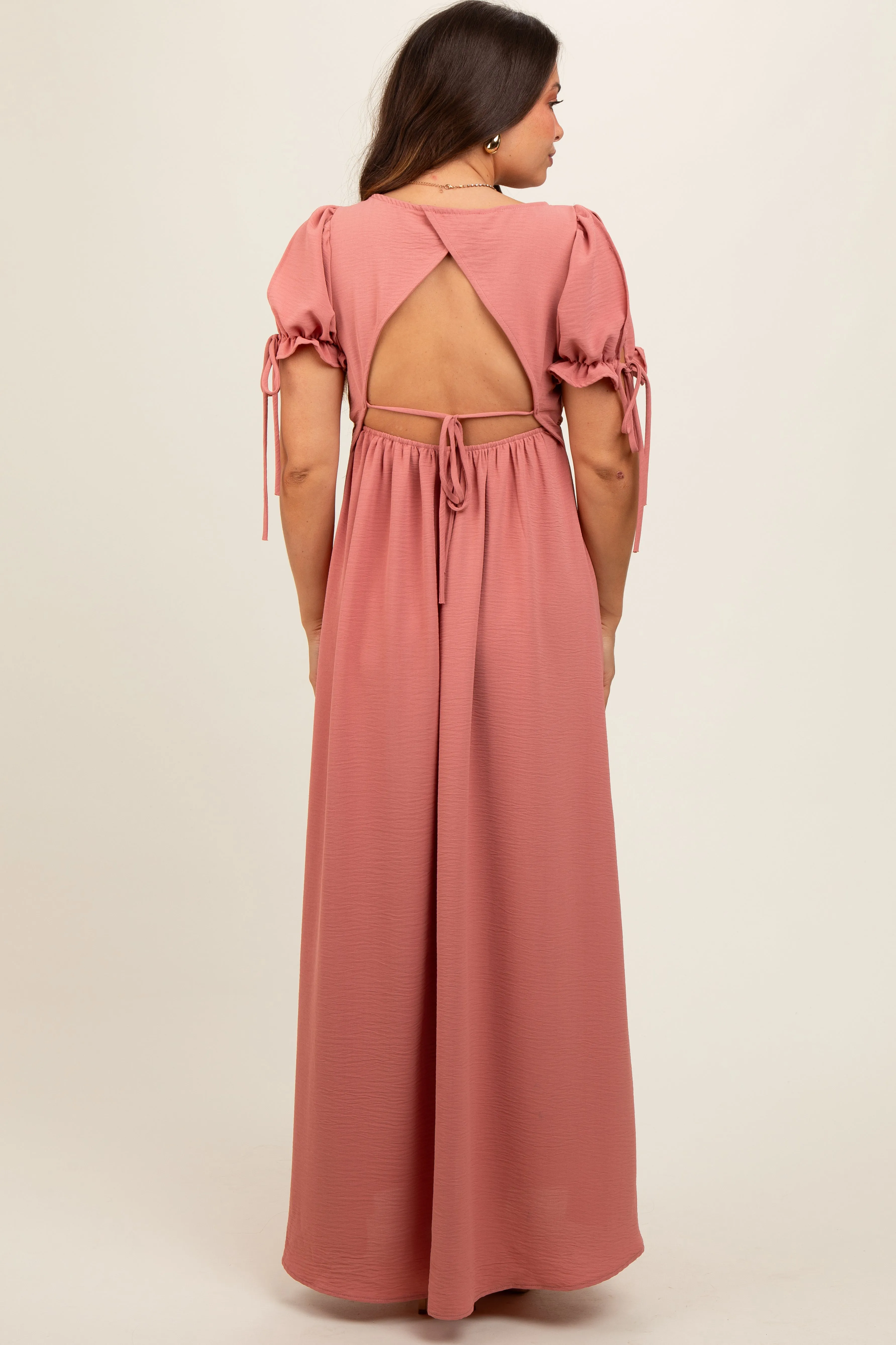 Mauve Open Back Maternity Maxi Dress sold by Pinkblush product image thumbnail 4