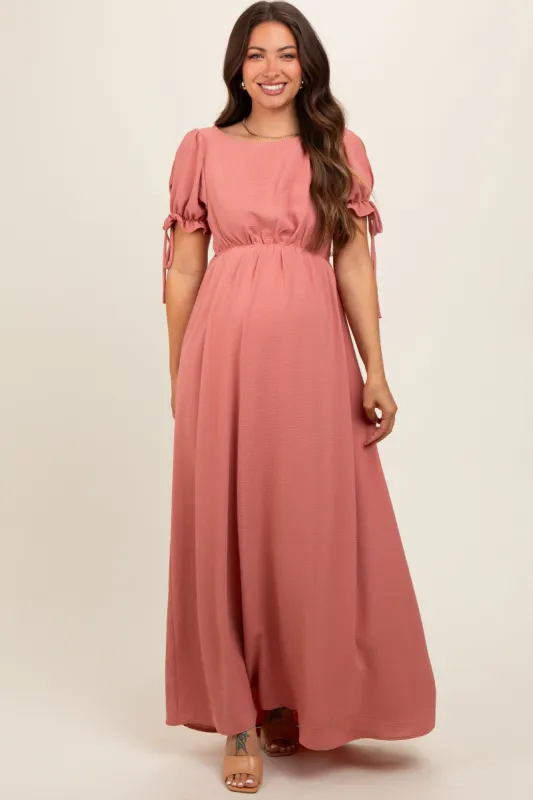 Mauve Open Back Maternity Maxi Dress sold by Pinkblush