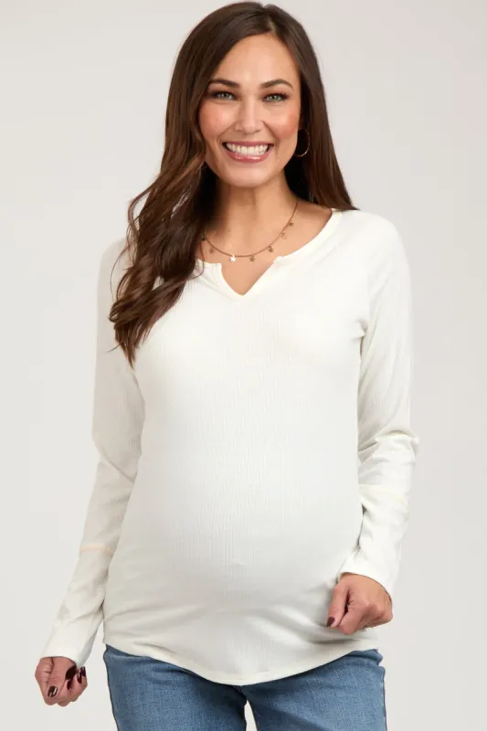 Ivory V-Neck Maternity Long Sleeve sold by Pinkblush