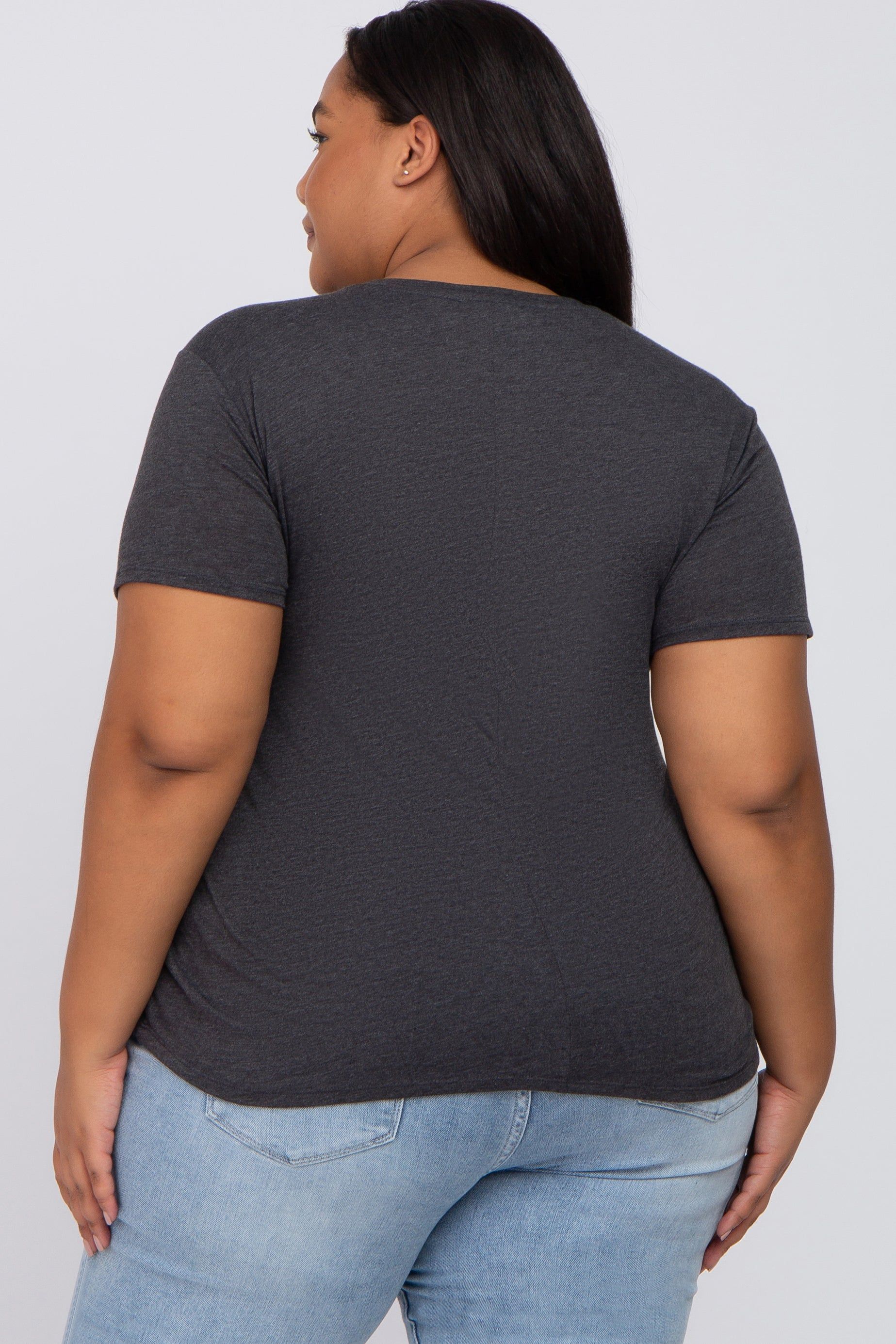 Charcoal Heathered Short Sleeve Plus Maternity Top sold by Pinkblush product image thumbnail 3