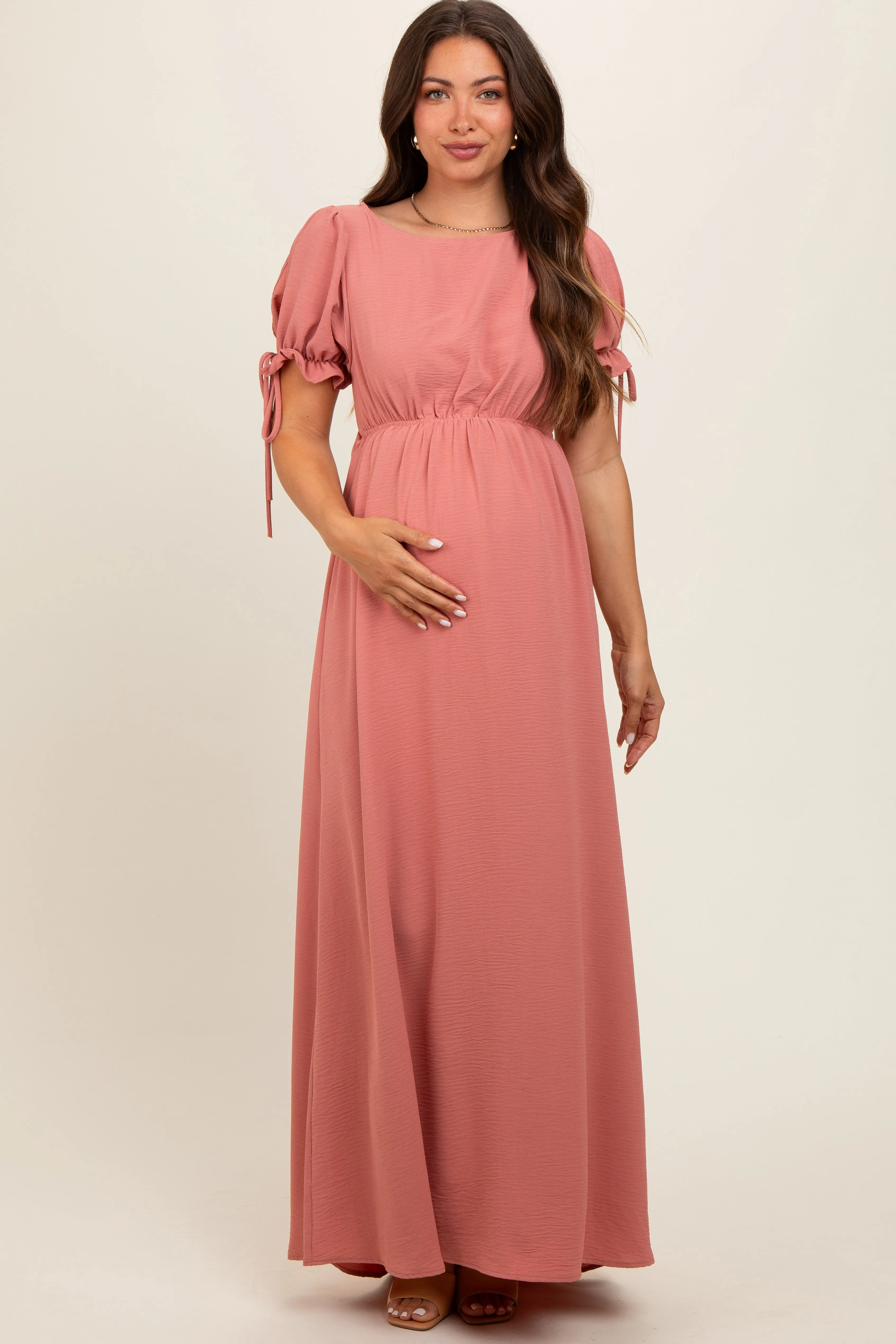 Mauve Open Back Maternity Maxi Dress sold by Pinkblush product image thumbnail 2