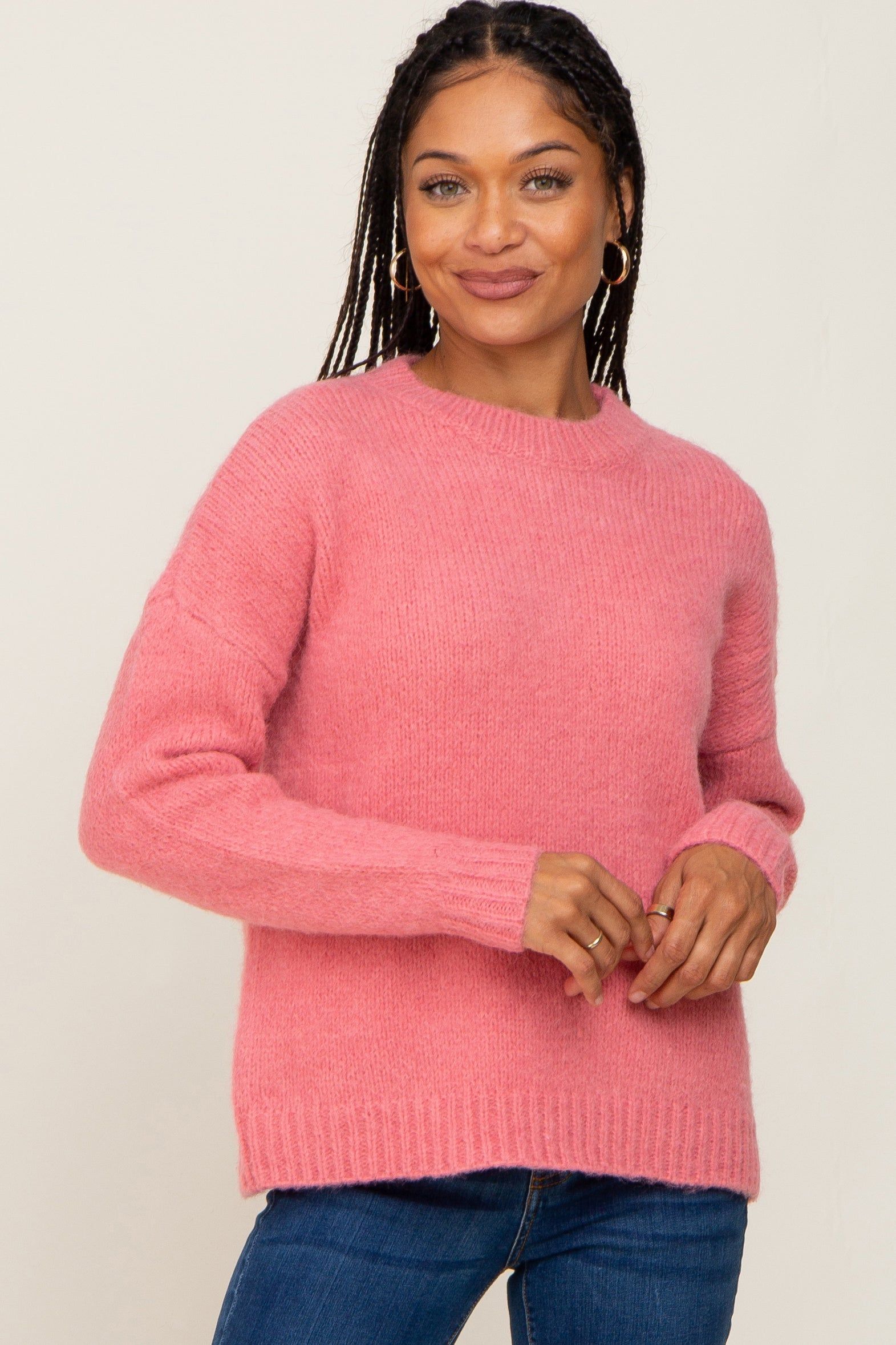 Pink Chunky Knit Sweater sold by Pinkblush
