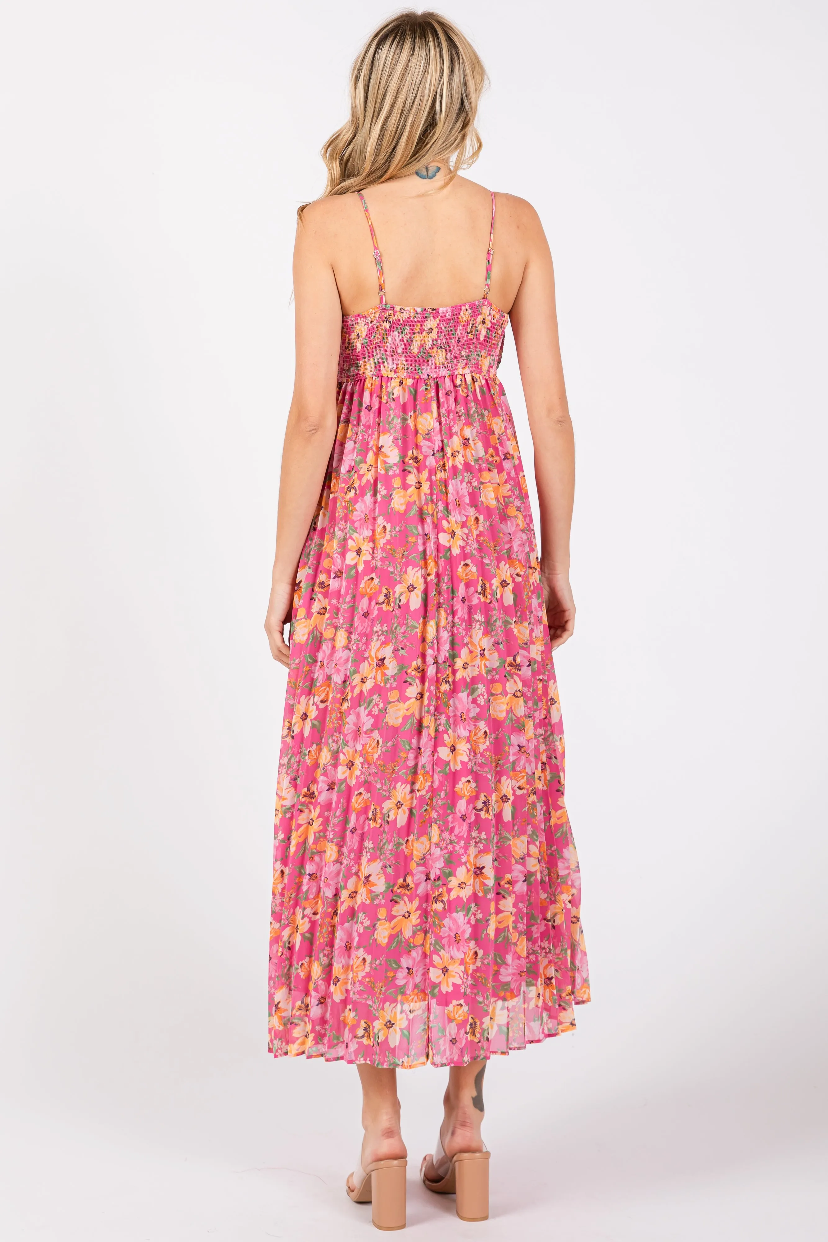 Pink Floral Pleated Maxi Dress sold by Pinkblush product image thumbnail 3