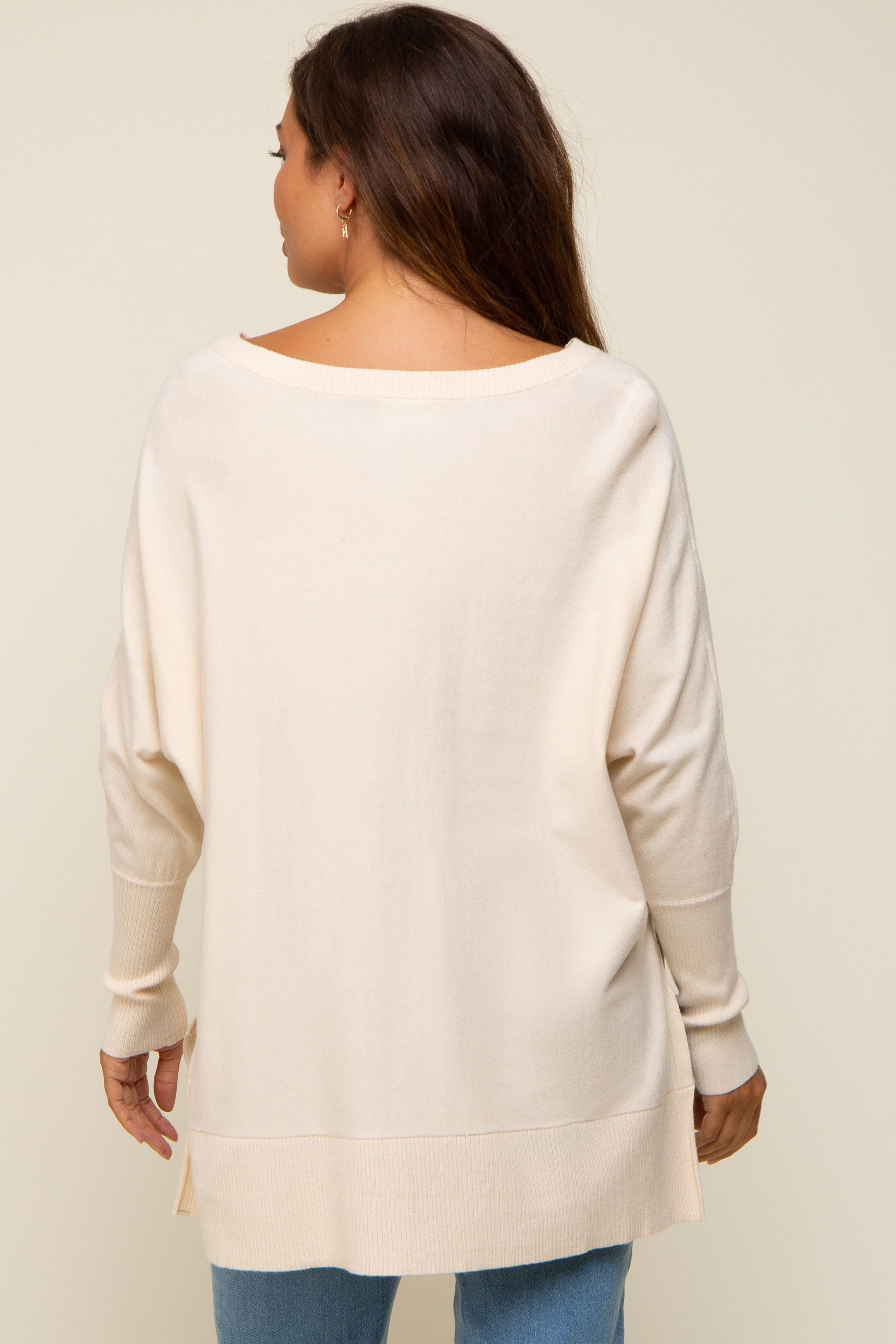 Cream Knit Long Dolman Sleeve Maternity Top sold by Pinkblush product image thumbnail 3