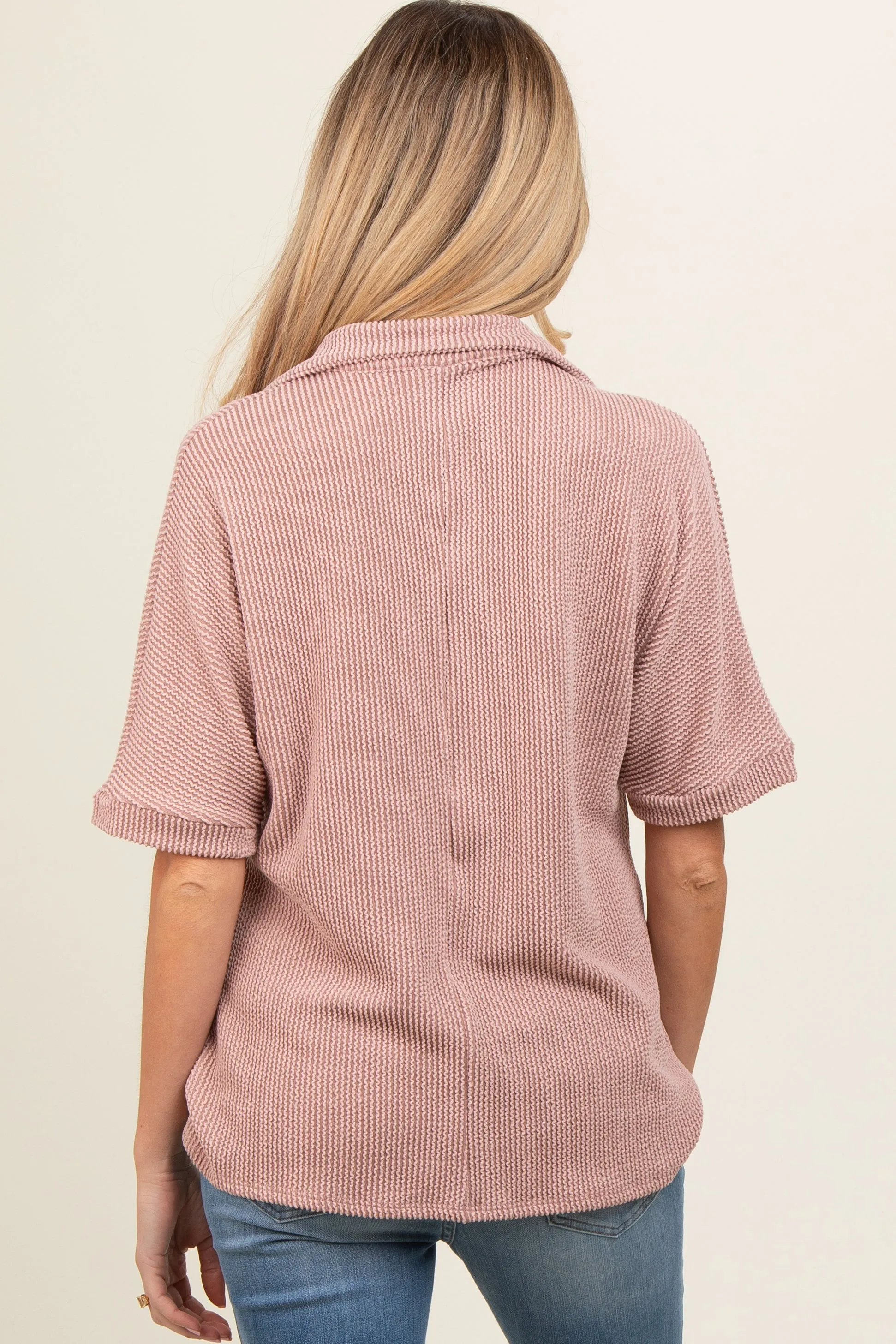 Mocha Ribbed Collared Maternity Top sold by Pinkblush product image thumbnail 3