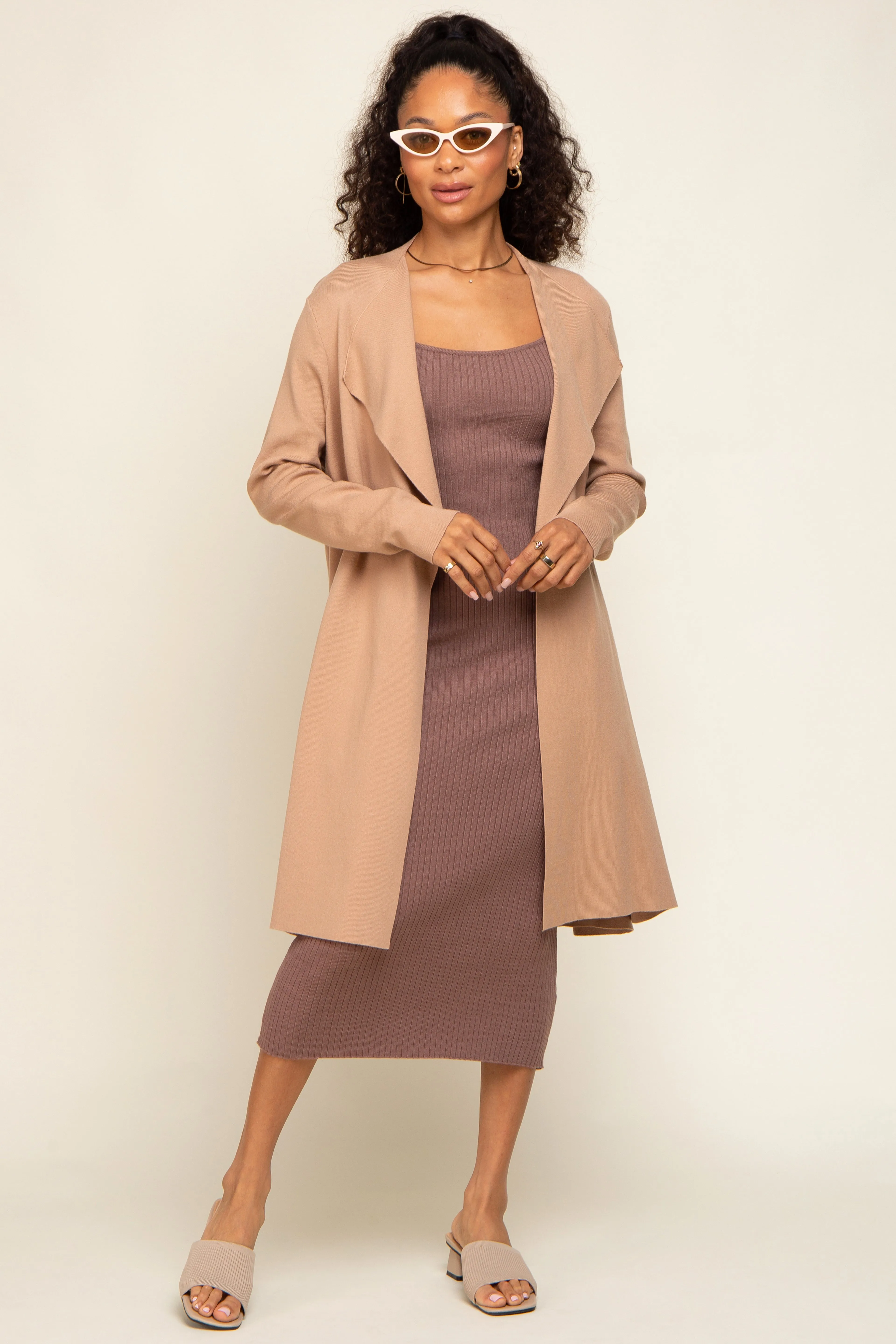 Taupe Draped Cardigan sold by Pinkblush product image thumbnail 2