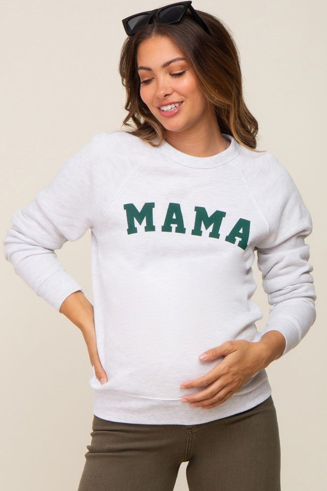 Heather Grey Mama Graphic Maternity Pullover Sweatshirt sold by Pinkblush