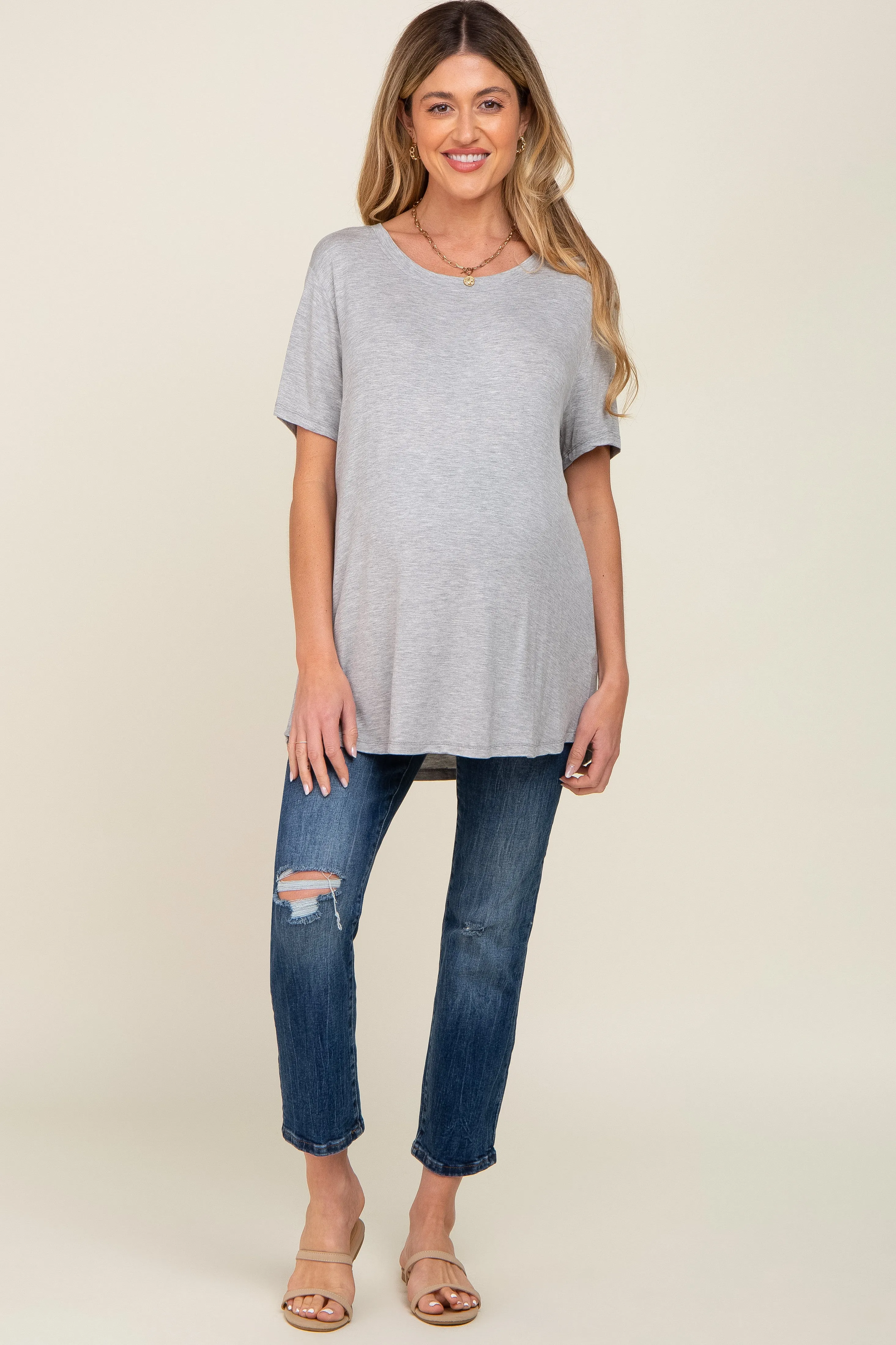 Grey Basic Maternity Tee sold by Pinkblush product image thumbnail 4