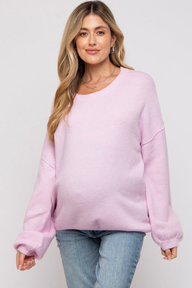 Light Pink Basic Drop Shoulder Maternity Sweater sold by Pinkblush