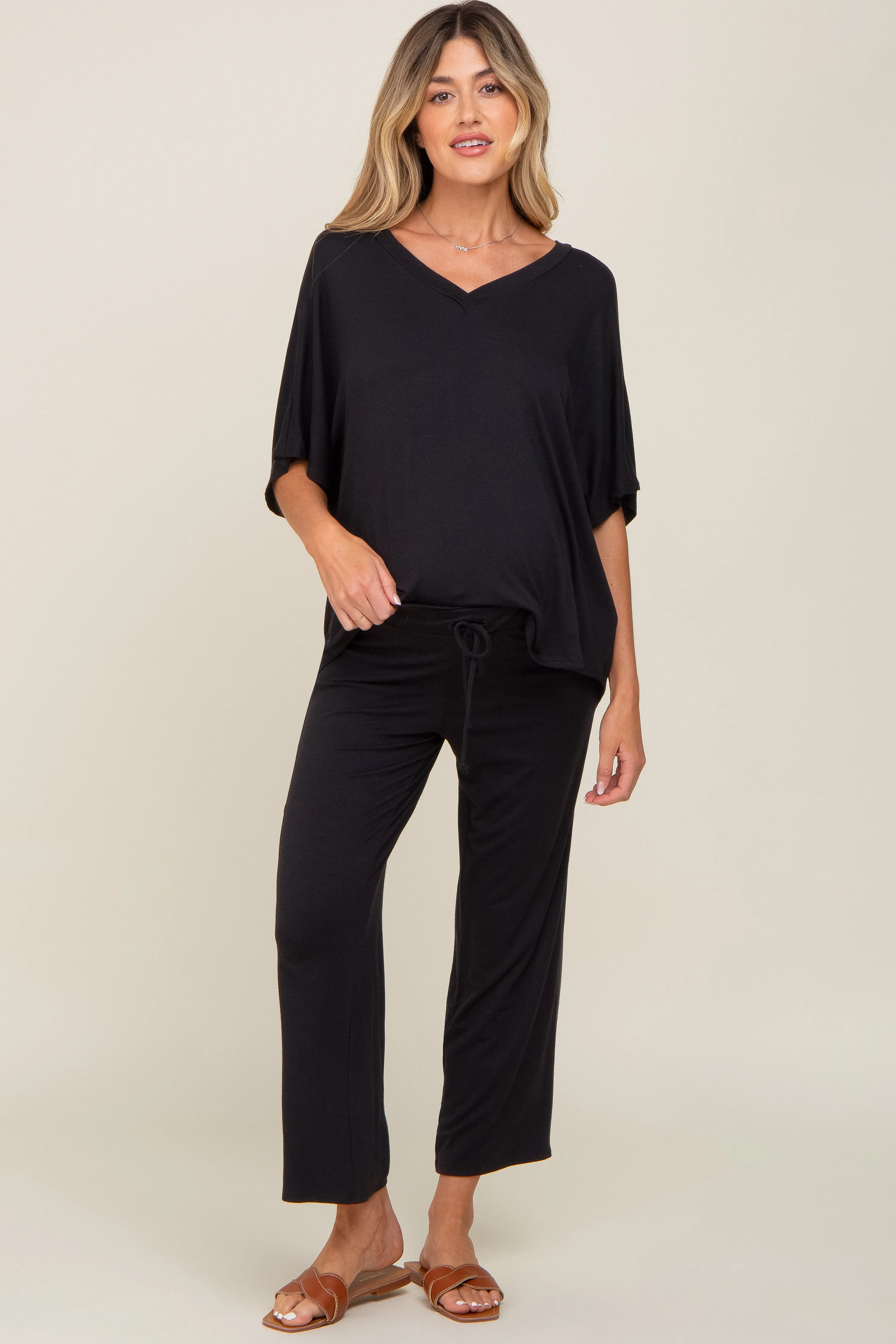 Black Cropped Pant Maternity Set sold by Pinkblush product image thumbnail 5