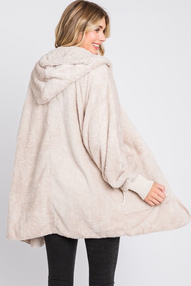 Cream Fuzzy Hooded Long Sleeve Jacket sold by Pinkblush product image thumbnail 5
