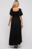 Black Floral Chiffon Smocked Square Neck Maternity Maxi Dress sold by Pinkblush
