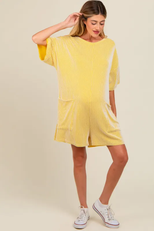 Lime Ribbed V-Back Maternity Romper sold by Pinkblush