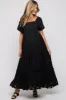 Black Floral Chiffon Smocked Square Neck Maternity Maxi Dress sold by Pinkblush