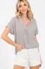 Ivory Striped Split V-Neck Dolman Sleeve Top sold by Pinkblush