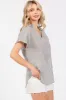 Ivory Striped Split V-Neck Dolman Sleeve Top sold by Pinkblush