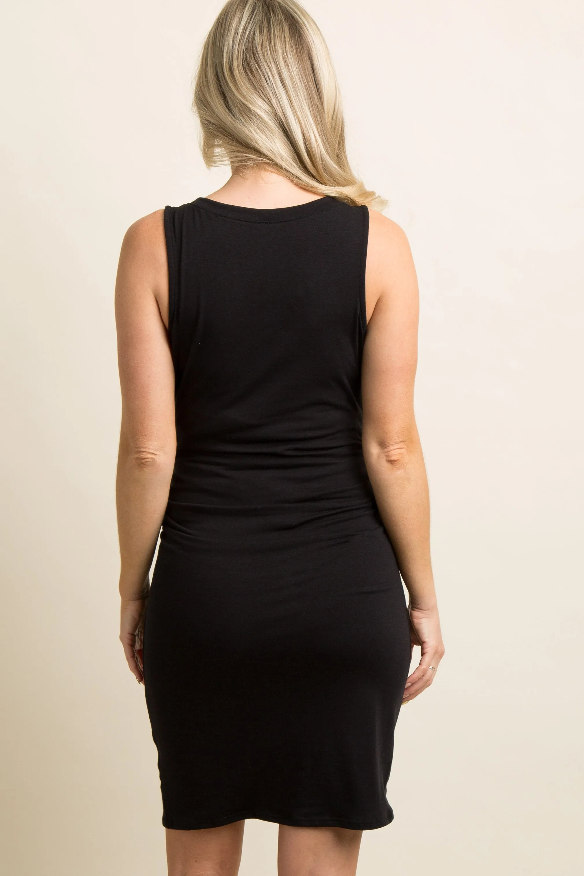 PinkBlush Black Sleeveless Ruched Fitted Maternity Dress sold by Pinkblush product image thumbnail 4