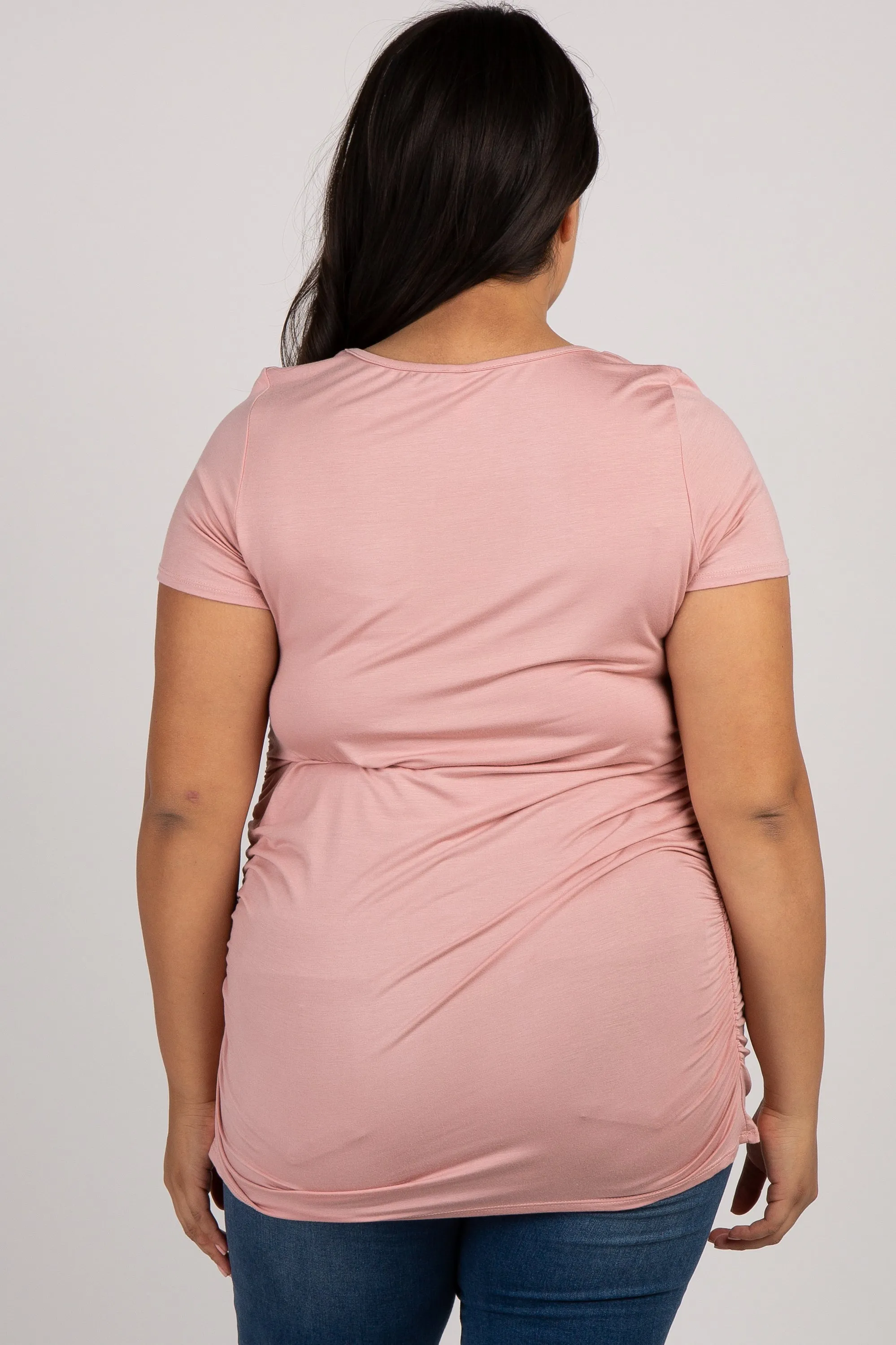 PinkBlush Pink Ruched Short Sleeve Plus Top sold by Pinkblush product image thumbnail 3