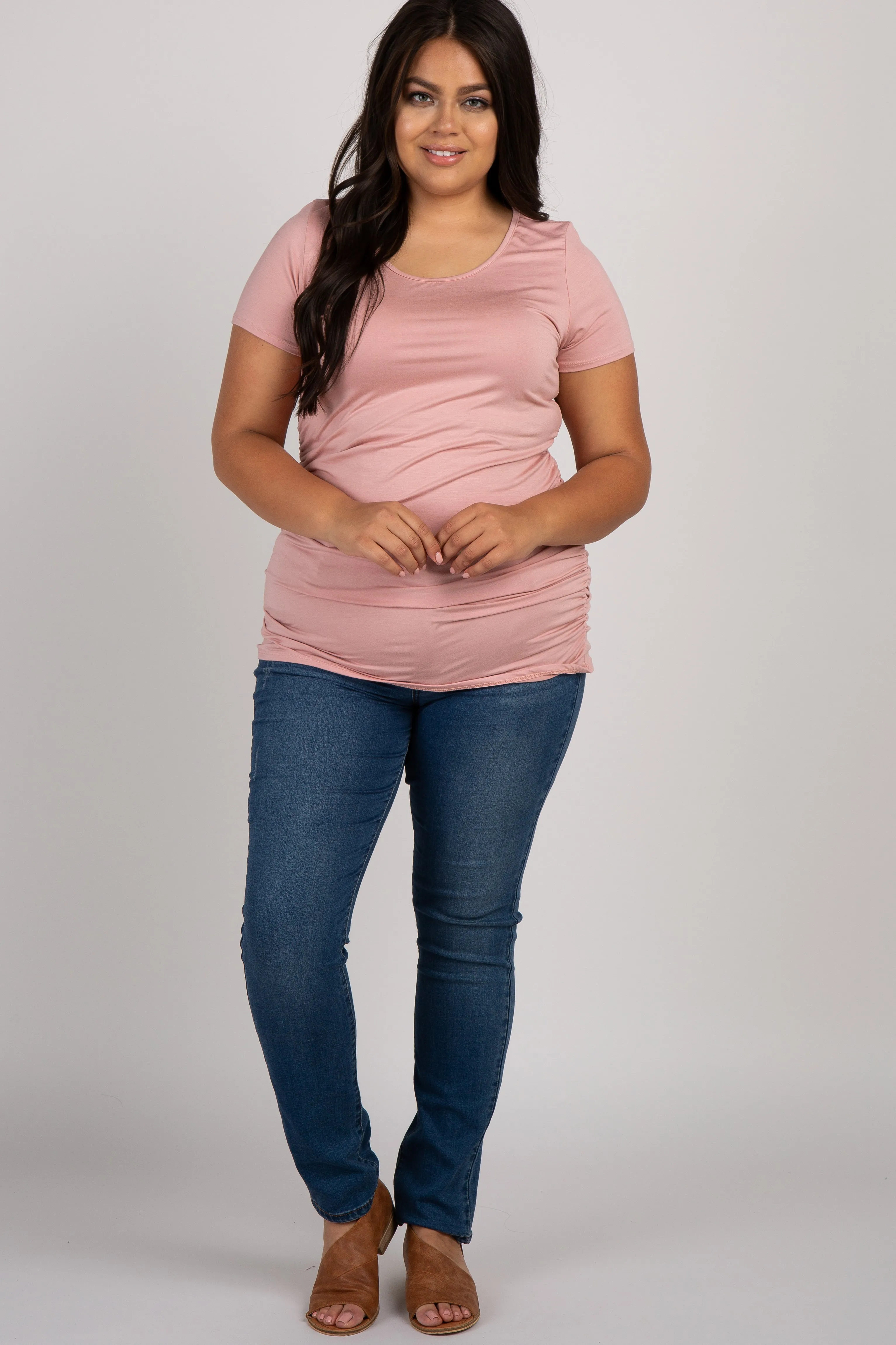 PinkBlush Pink Ruched Short Sleeve Plus Top sold by Pinkblush product image thumbnail 4