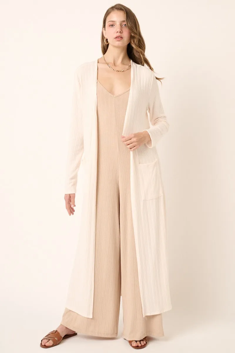 Ivory Rib Knit Long Maternity Cardigan sold by Pinkblush product image thumbnail 4