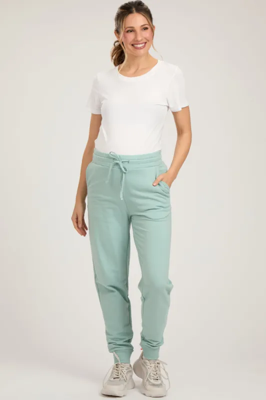 Mint Green Basic Drawstring Maternity Sweatpants sold by Pinkblush