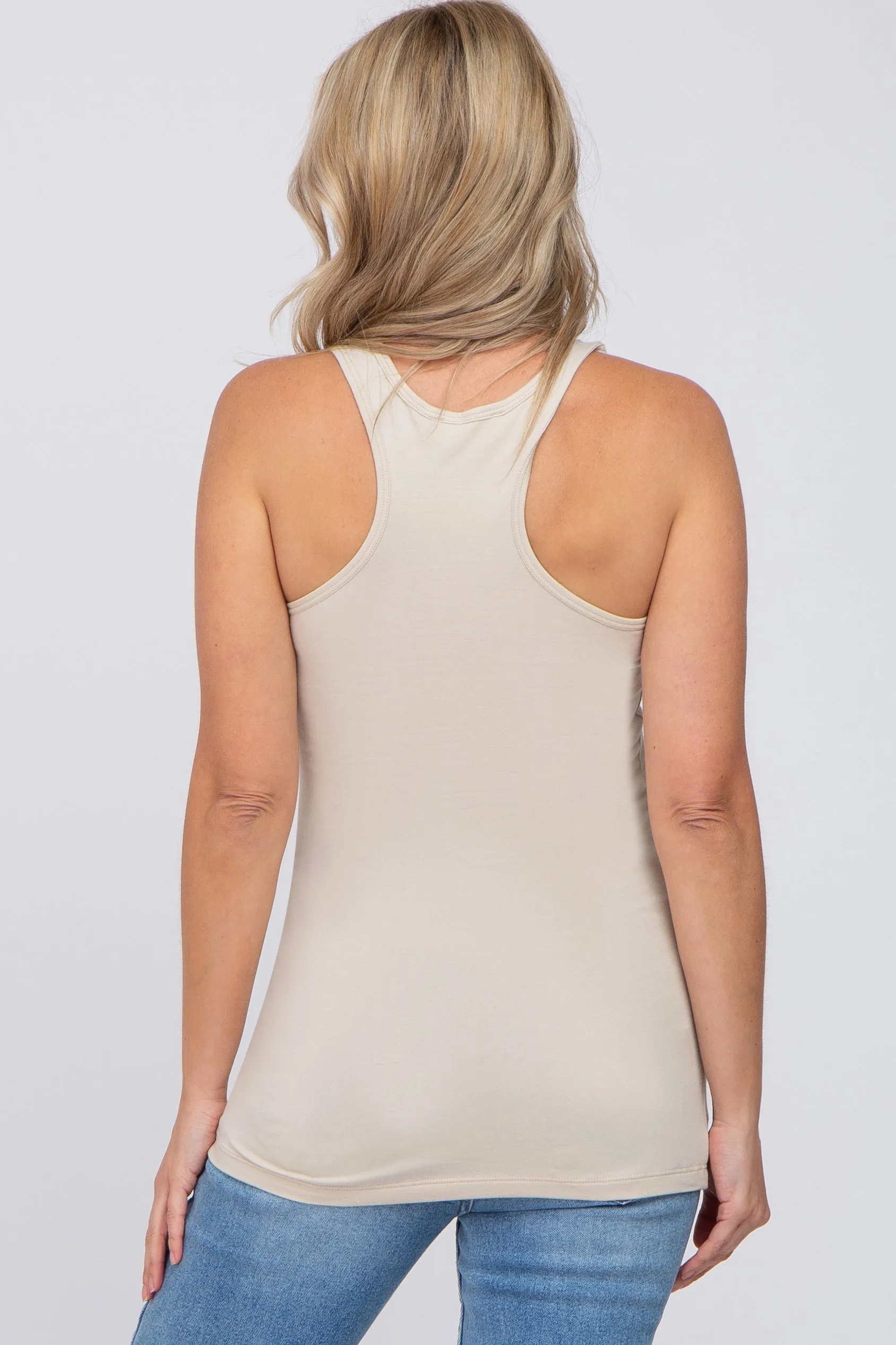 Beige Fitted Maternity Tank Top sold by Pinkblush product image thumbnail 3