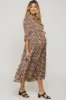 Burgundy Floral Collared Tiered Maternity Maxi Dress sold by Pinkblush