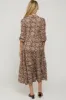 Burgundy Floral Collared Tiered Maternity Maxi Dress sold by Pinkblush