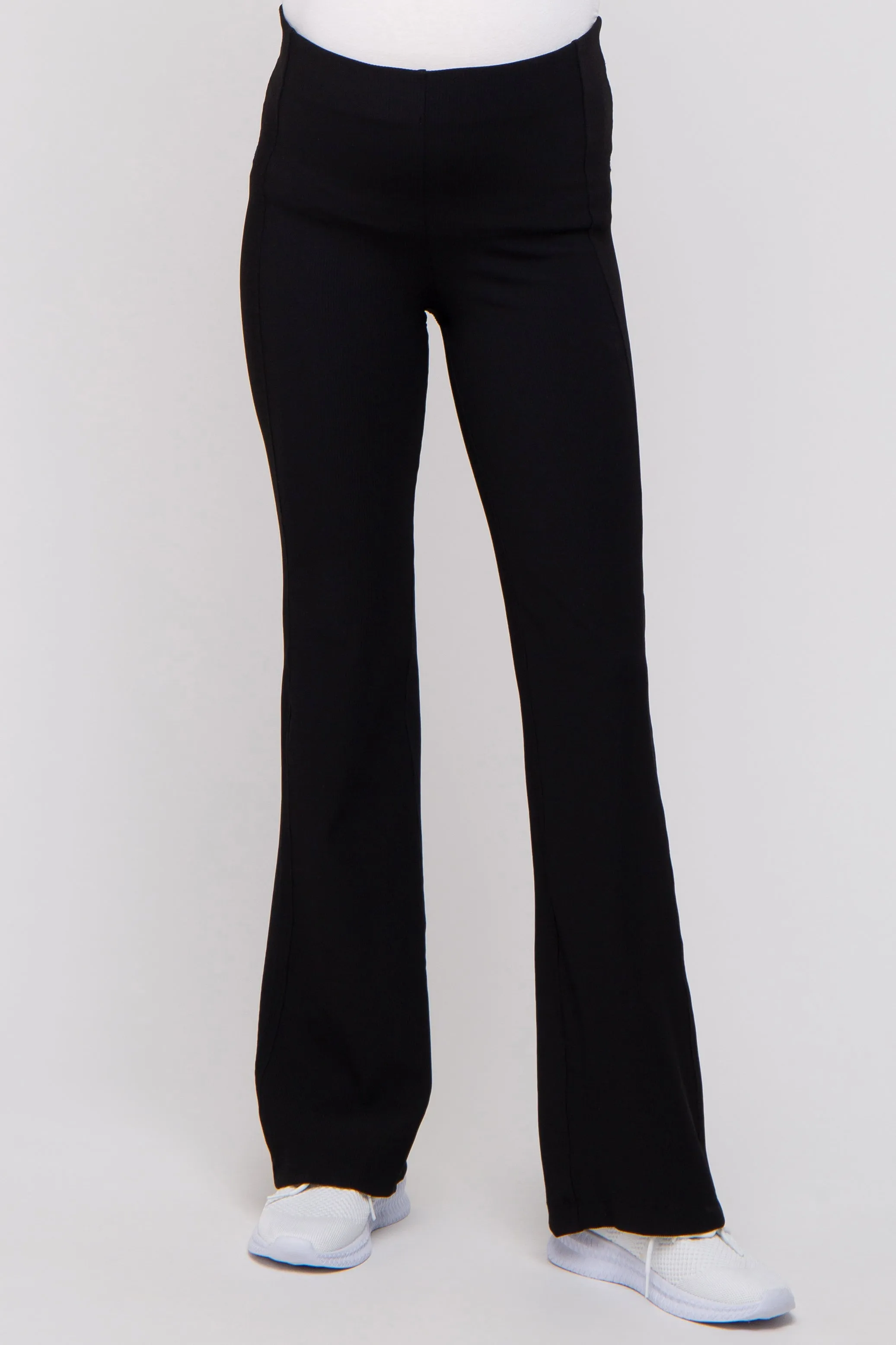 Black Ribbed Maternity Flared Leggings sold by Pinkblush product image thumbnail 2
