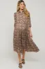 Burgundy Floral Collared Tiered Maternity Maxi Dress sold by Pinkblush