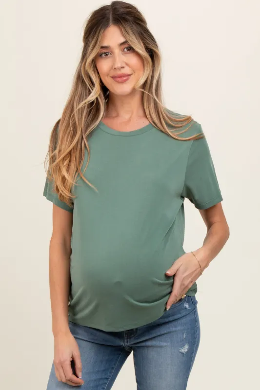 Green Dolman Sleeve Maternity Top sold by Pinkblush