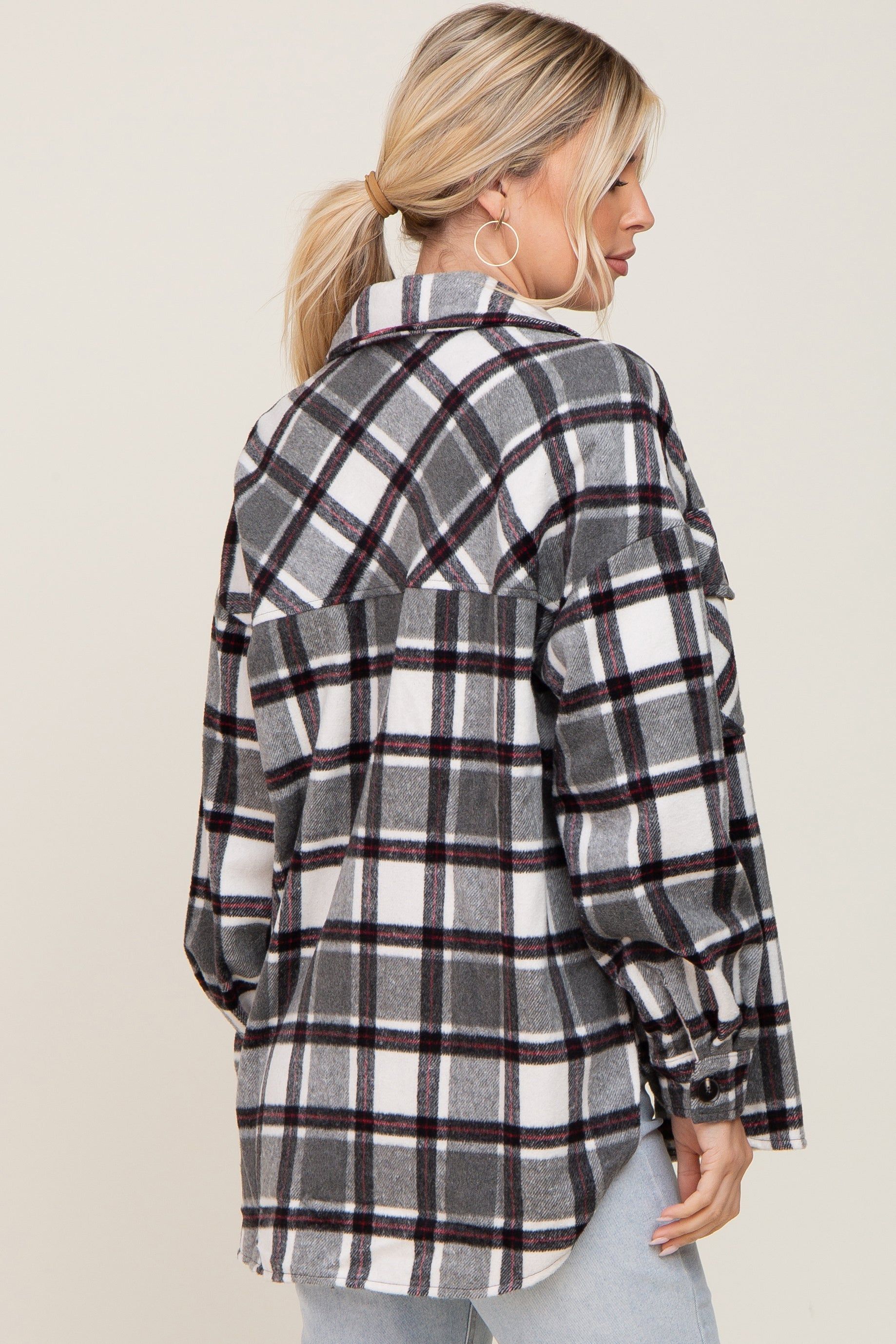 Black Plaid Brushed Shacket sold by Pinkblush product image thumbnail 3