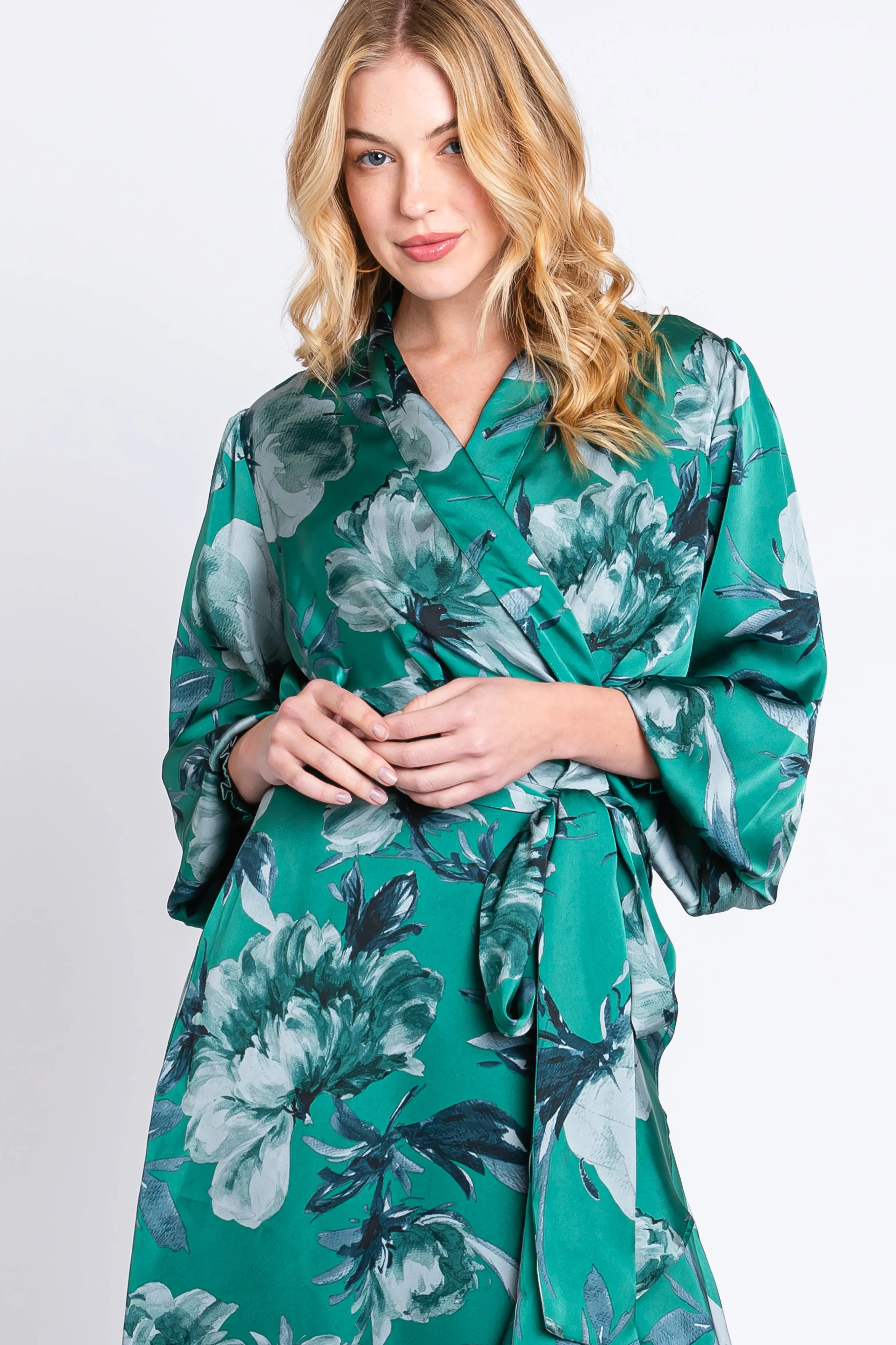 Green Satin Asymmetrical Flounce Trim Midi Dress sold by Pinkblush product image thumbnail 4