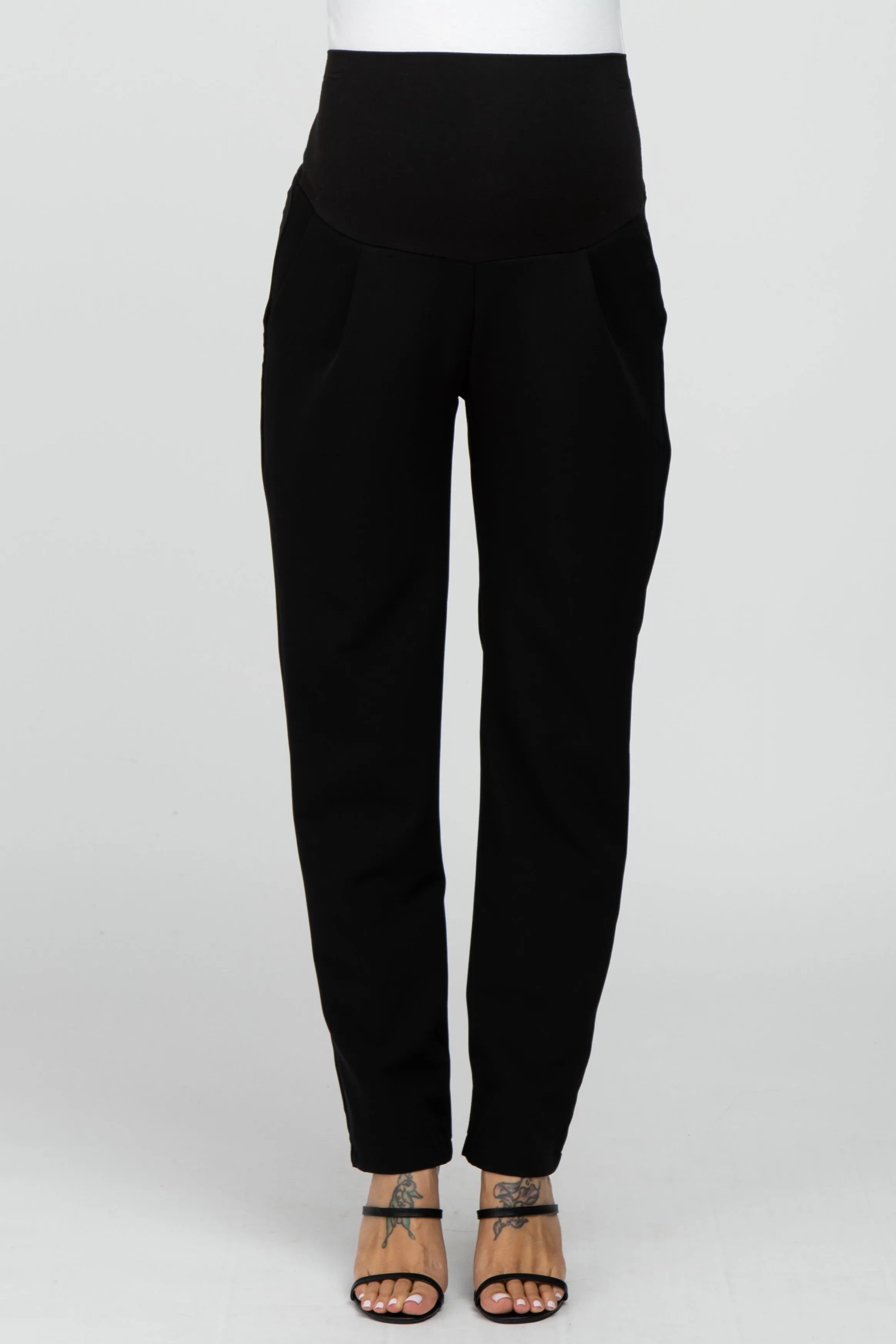 Black Pleated Relax Fit Maternity Pants sold by Pinkblush product image thumbnail 2