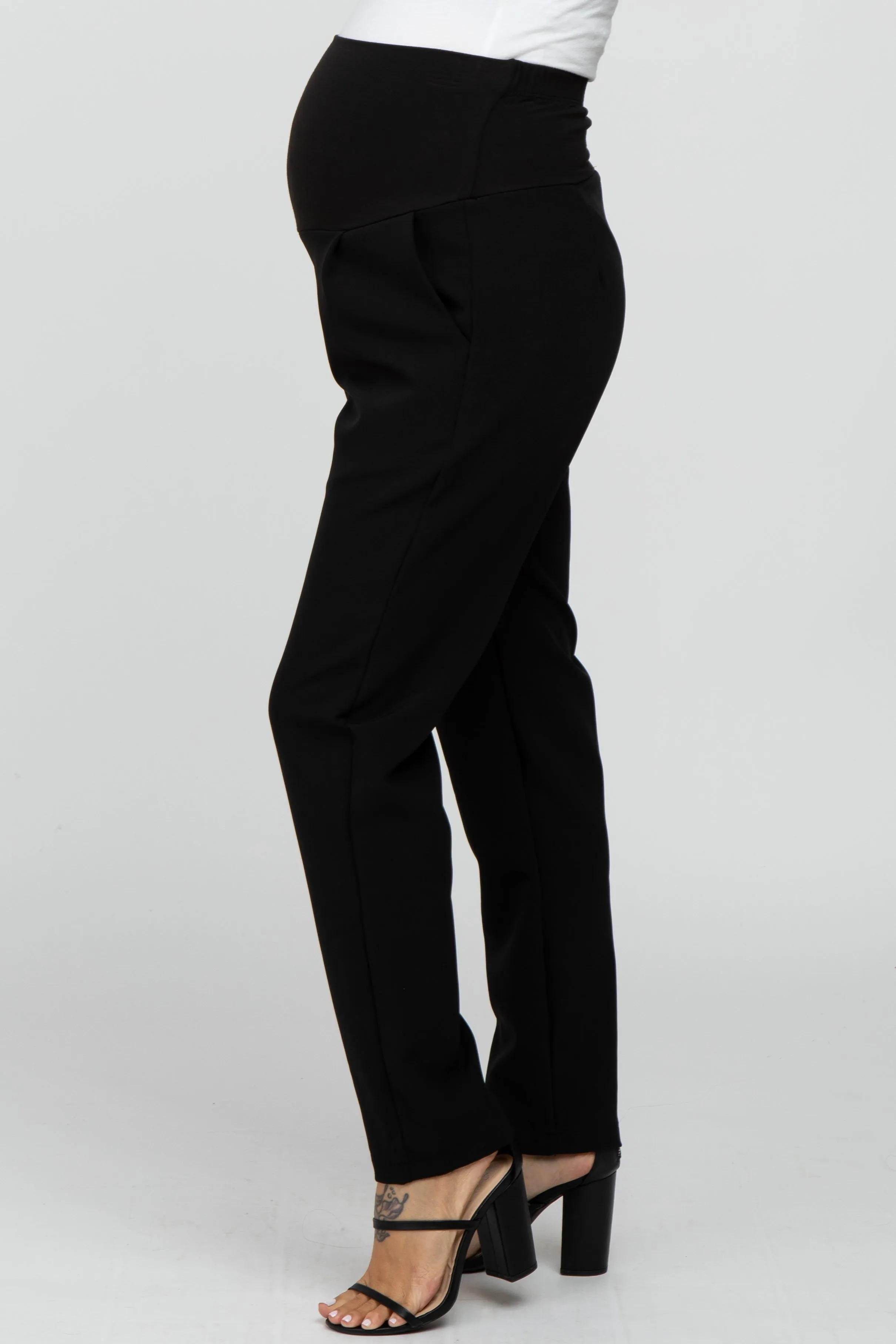Black Pleated Relax Fit Maternity Pants sold by Pinkblush product image thumbnail 3