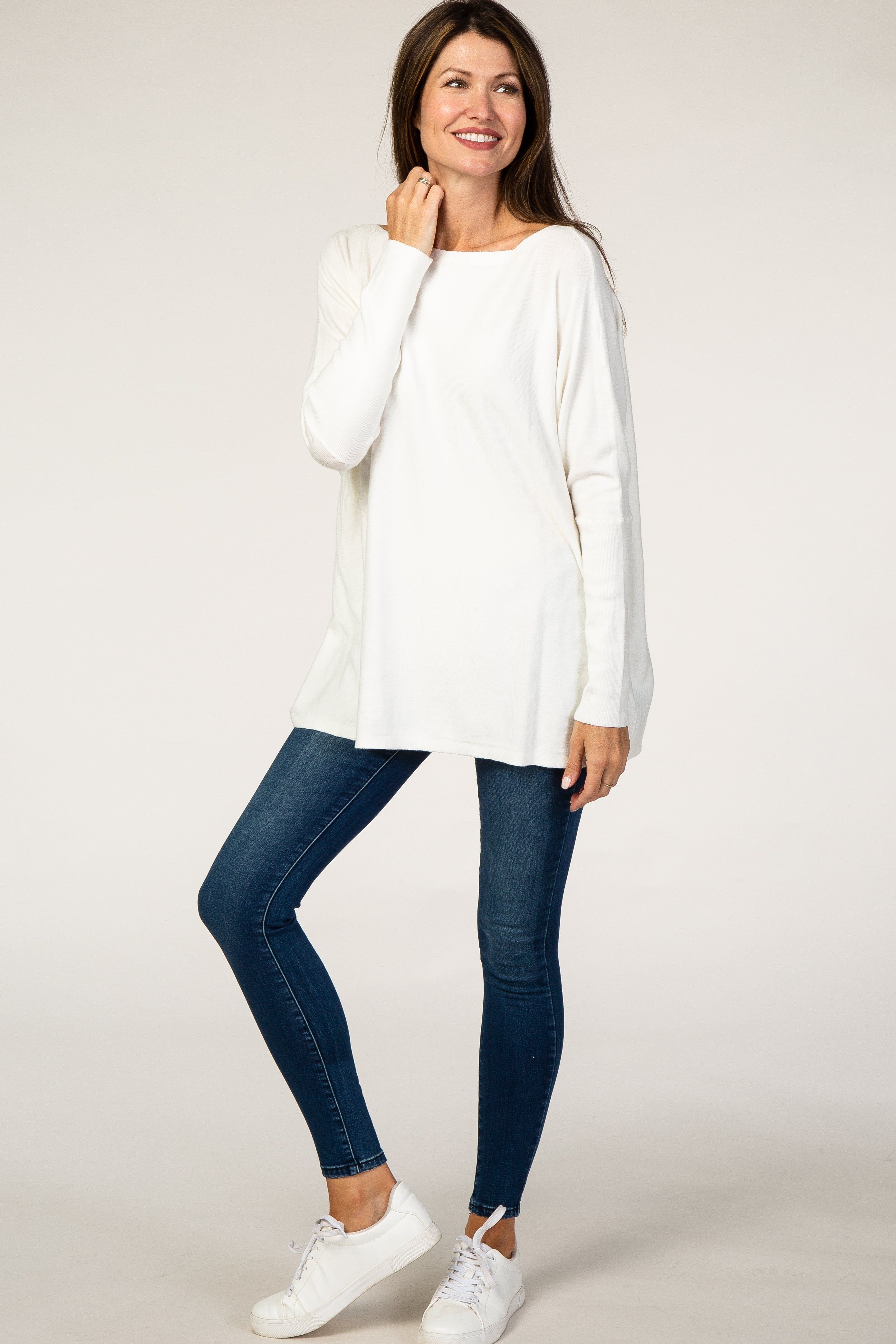 Cream Soft Knit Boatneck Dolman Sleeve Sweater sold by Pinkblush product image thumbnail 4