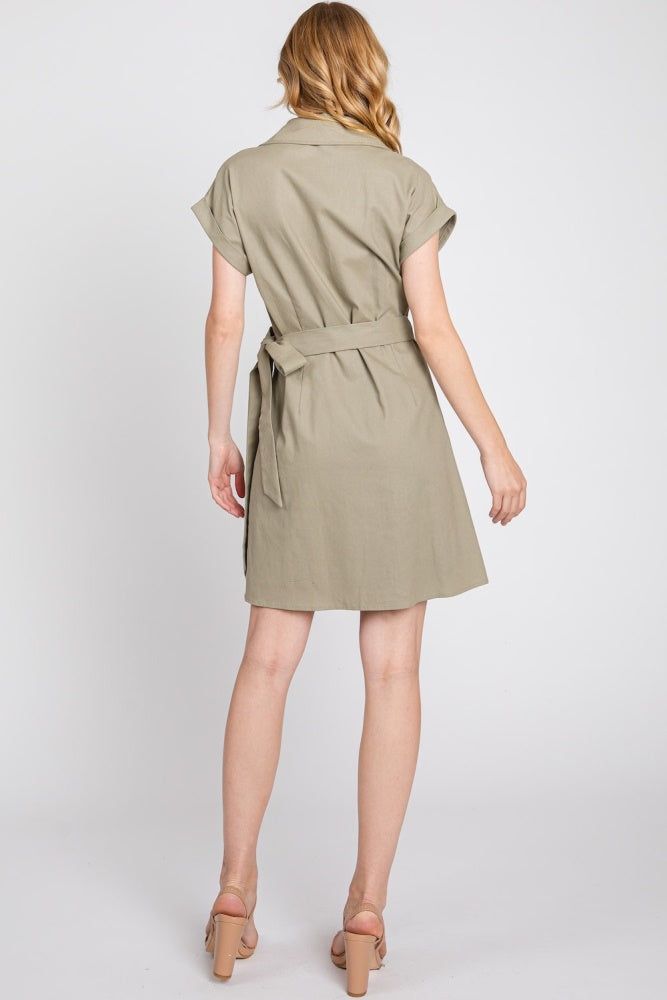Olive Wrap Front Linen Jacket Dress sold by Pinkblush product image thumbnail 5