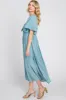 Blue Front Tie Ruffle Sleeve Midi Dress sold by Pinkblush