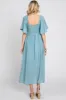 Blue Front Tie Ruffle Sleeve Midi Dress sold by Pinkblush
